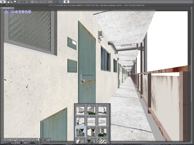 漫画背景用3D素材_「公団住宅B」(CLIP STUDIO用 3Dオブジェクト)