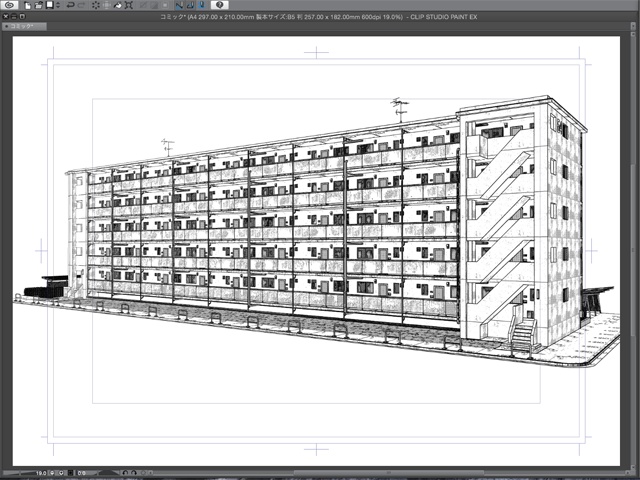 漫画背景用3D素材_「公団住宅B」(CLIP STUDIO用 3Dオブジェクト)