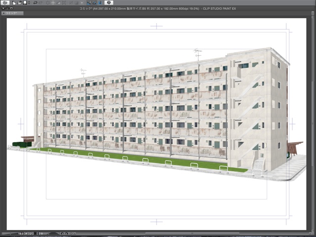 漫画背景用3D素材_「公団住宅B」(CLIP STUDIO用 3Dオブジェクト)