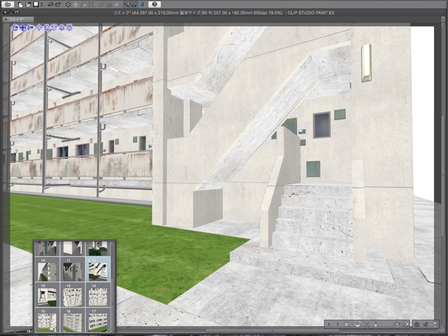 漫画背景用3D素材_「公団住宅B」(CLIP STUDIO用 3Dオブジェクト)