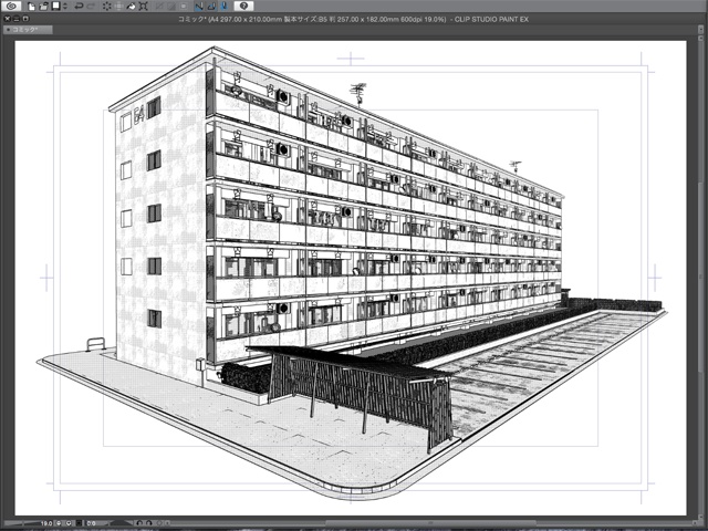 漫画背景用3D素材_「公団住宅B」(CLIP STUDIO用 3Dオブジェクト)