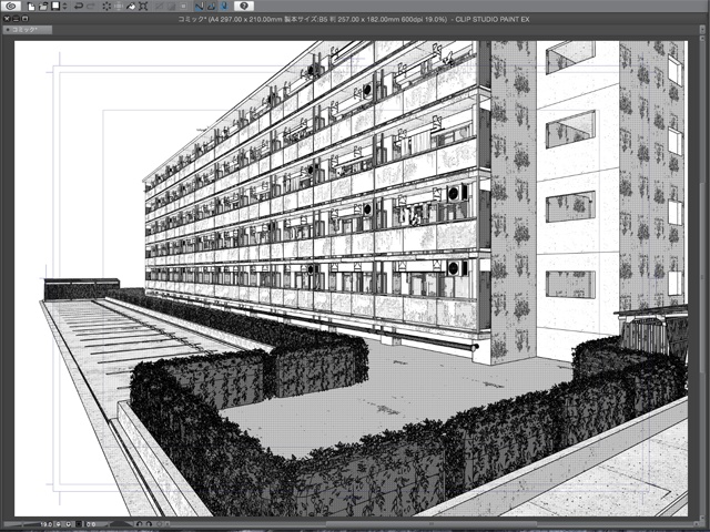 漫画背景用3D素材_「公団住宅B」(CLIP STUDIO用 3Dオブジェクト)