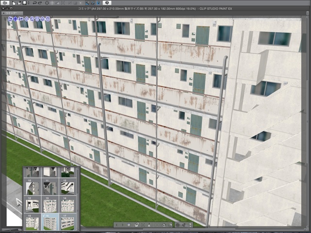 漫画背景用3D素材_「公団住宅B」(CLIP STUDIO用 3Dオブジェクト)
