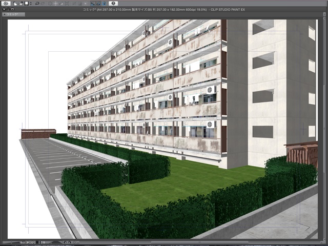 漫画背景用3D素材_「公団住宅B」(CLIP STUDIO用 3Dオブジェクト)