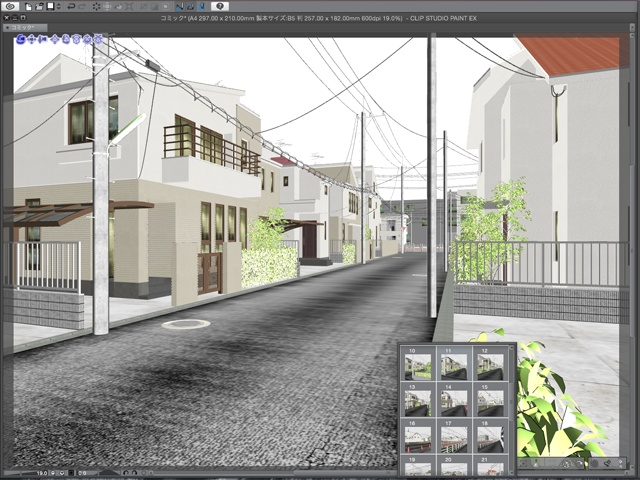 漫画背景用3D素材_「街2」(CLIP STUDIO用 3Dオブジェクト)