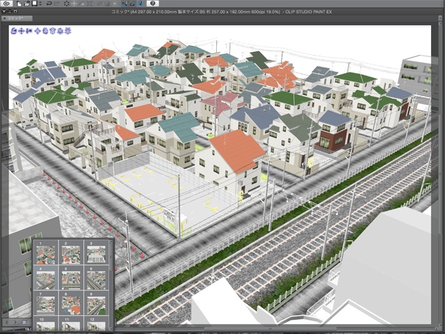 漫画背景用3D素材_「街2」(CLIP STUDIO用 3Dオブジェクト)