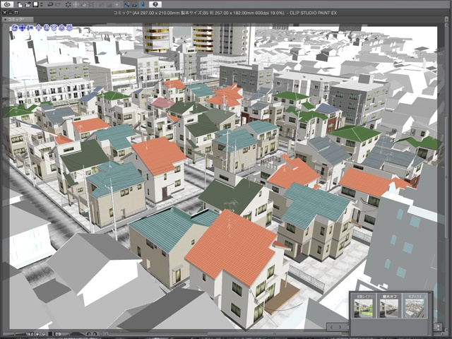 漫画背景用3D素材_「街2」(CLIP STUDIO用 3Dオブジェクト)