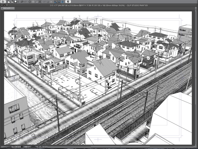 漫画背景用3D素材_「街2」(CLIP STUDIO用 3Dオブジェクト)