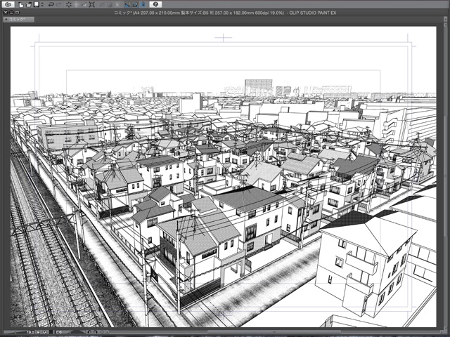 漫画背景用3D素材_「街2」(CLIP STUDIO用 3Dオブジェクト)