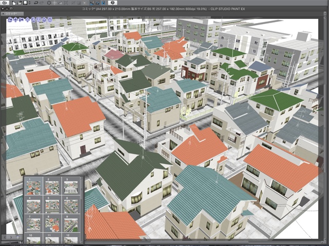 漫画背景用3D素材_「街2」(CLIP STUDIO用 3Dオブジェクト)