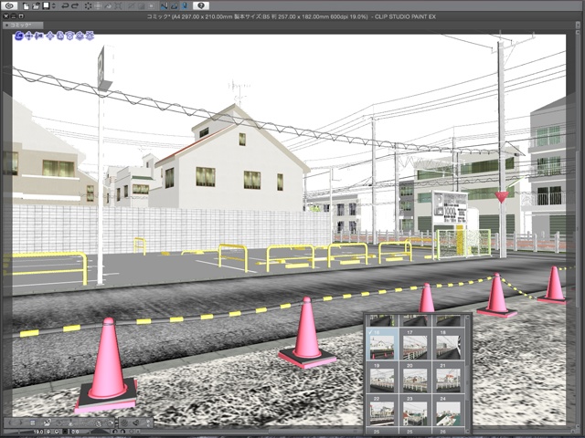 漫画背景用3D素材_「街2」(CLIP STUDIO用 3Dオブジェクト)
