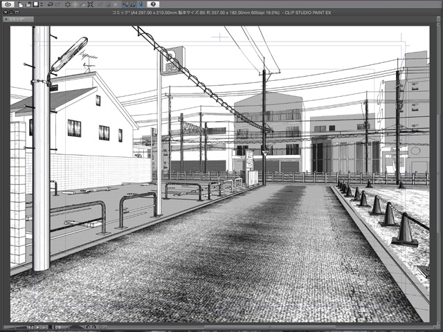 漫画背景用3D素材_「街2」(CLIP STUDIO用 3Dオブジェクト)