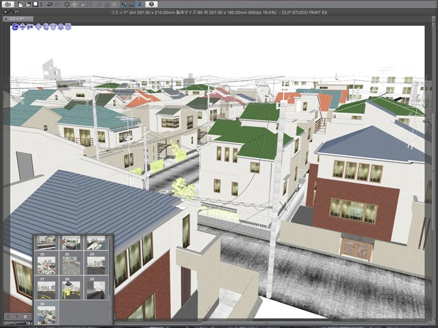 漫画背景用3D素材_「街2」(CLIP STUDIO用 3Dオブジェクト)