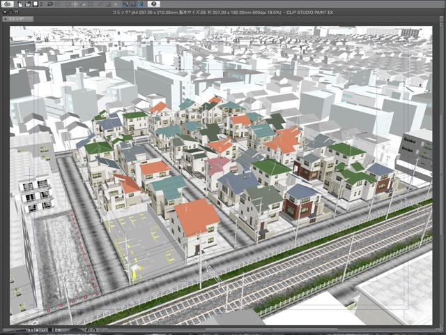 漫画背景用3D素材_「街2」(CLIP STUDIO用 3Dオブジェクト)
