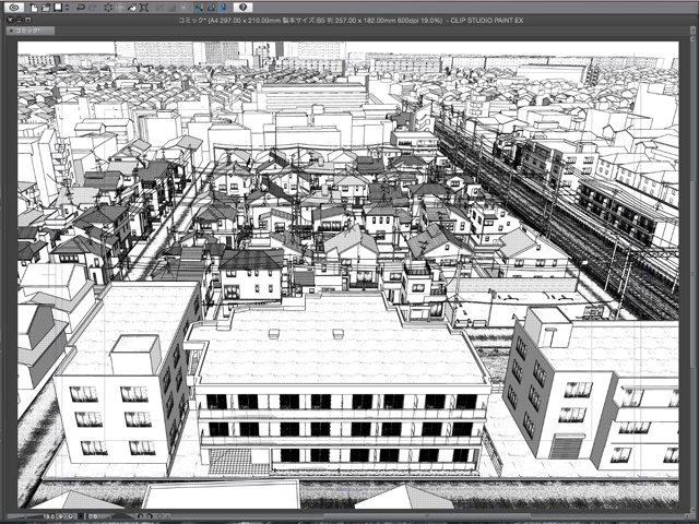 漫画背景用3D素材_「街2」(CLIP STUDIO用 3Dオブジェクト)