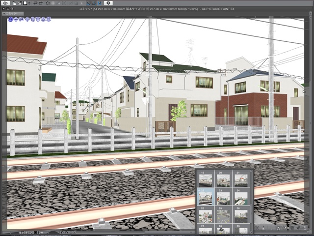 漫画背景用3D素材_「街2」(CLIP STUDIO用 3Dオブジェクト)