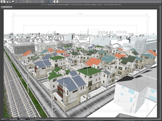 漫画背景用3D素材_「街2」(CLIP STUDIO用 3Dオブジェクト)