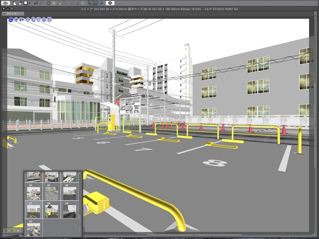 漫画背景用3D素材_「街2」(CLIP STUDIO用 3Dオブジェクト)