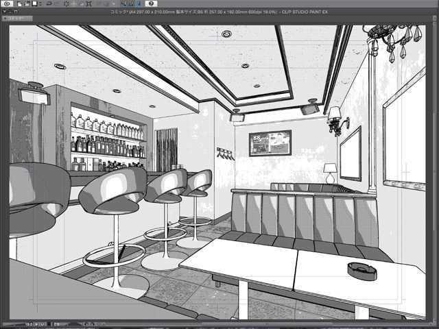 漫画背景用3D素材_「カラオケBar」(CLIP STUDIO用 3Dオブジェクト)