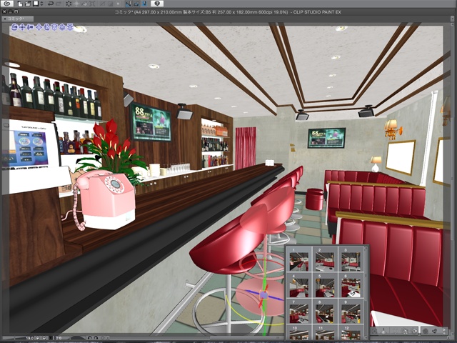 漫画背景用3D素材_「カラオケBar」(CLIP STUDIO用 3Dオブジェクト)
