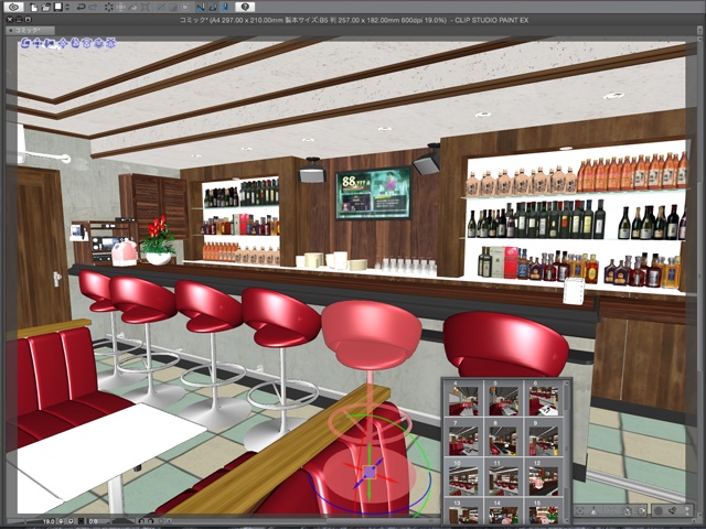 漫画背景用3D素材_「カラオケBar」(CLIP STUDIO用 3Dオブジェクト)