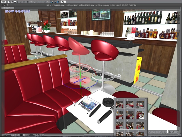 漫画背景用3D素材_「カラオケBar」(CLIP STUDIO用 3Dオブジェクト)