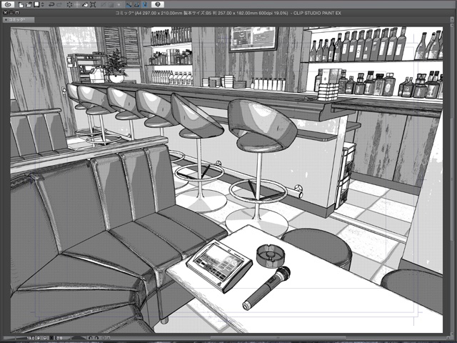 漫画背景用3D素材_「カラオケBar」(CLIP STUDIO用 3Dオブジェクト)