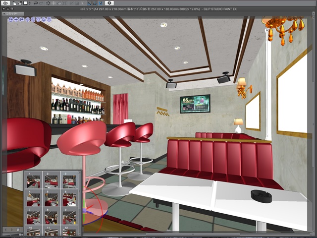 漫画背景用3D素材_「カラオケBar」(CLIP STUDIO用 3Dオブジェクト)