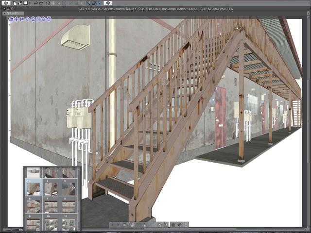 漫画背景用3D素材_「アパート_B」(CLIP STUDIO用 3Dオブジェクト)
