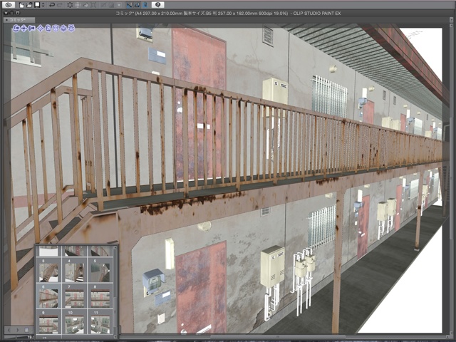 漫画背景用3D素材_「アパート_B」(CLIP STUDIO用 3Dオブジェクト)