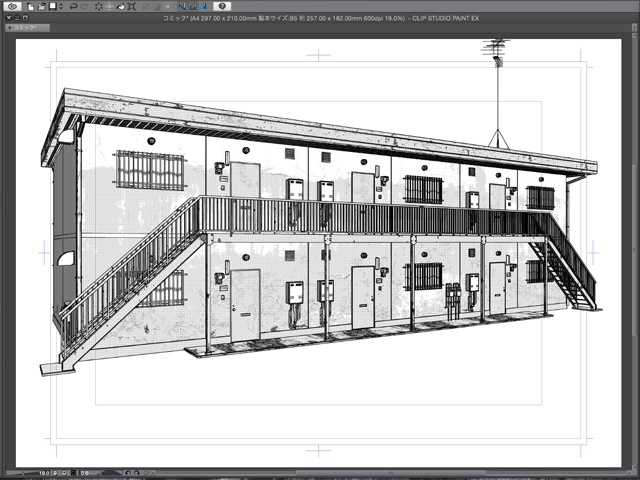 漫画背景用3D素材_「アパート_B」(CLIP STUDIO用 3Dオブジェクト)