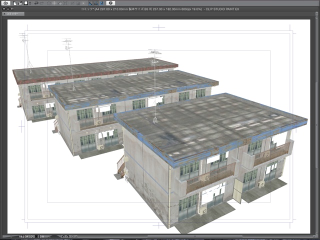 漫画背景用3D素材_「アパート_B」(CLIP STUDIO用 3Dオブジェクト)