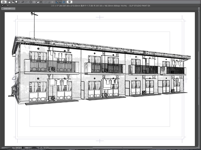 漫画背景用3D素材_「アパート_B」(CLIP STUDIO用 3Dオブジェクト)