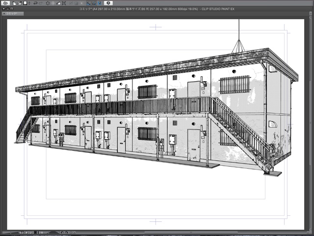 漫画背景用3D素材_「アパート_B」(CLIP STUDIO用 3Dオブジェクト)
