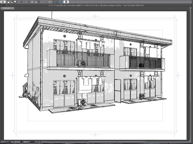 漫画背景用3D素材_「アパート_B」(CLIP STUDIO用 3Dオブジェクト)