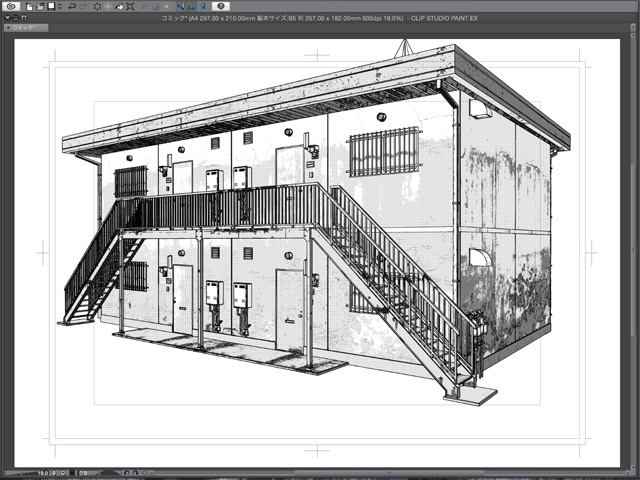 漫画背景用3D素材_「アパート_B」(CLIP STUDIO用 3Dオブジェクト)