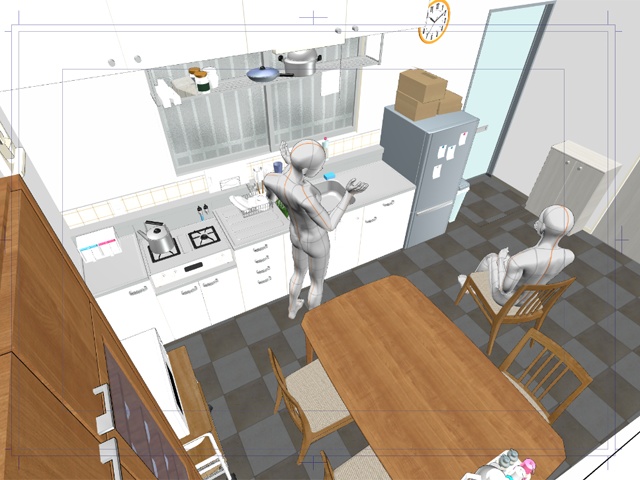 漫画背景用3D素材_「アパート_Bの室内」(CLIP STUDIO用 3Dオブジェクト)