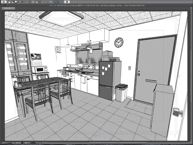 漫画背景用3D素材_「アパート_Bの室内」(CLIP STUDIO用 3Dオブジェクト)