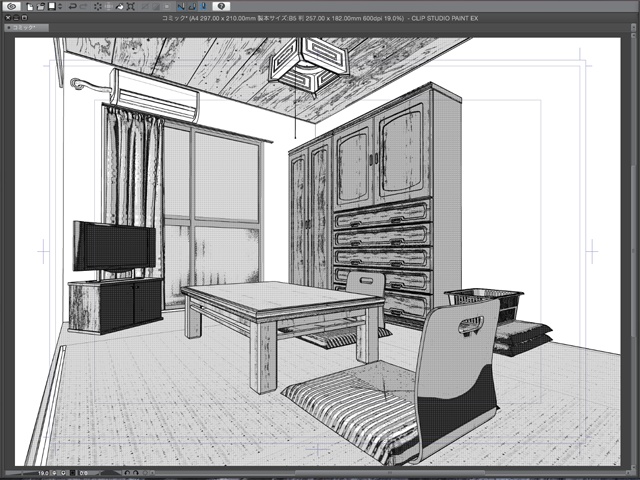 漫画背景用3D素材_「アパート_Bの室内」(CLIP STUDIO用 3Dオブジェクト)