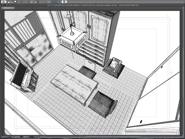 漫画背景用3D素材_「アパート_Bの室内」(CLIP STUDIO用 3Dオブジェクト)
