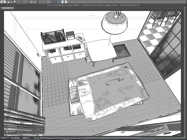 漫画背景用3D素材_「アパート_Bの室内」(CLIP STUDIO用 3Dオブジェクト)