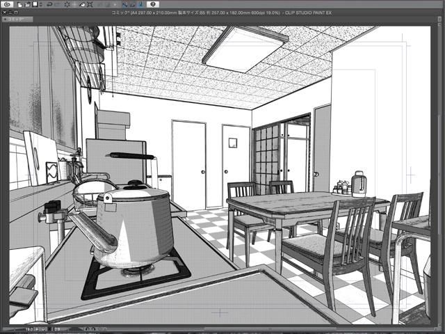 漫画背景用3D素材_「アパート_Bの室内」(CLIP STUDIO用 3Dオブジェクト)
