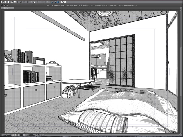 漫画背景用3D素材_「アパート_Bの室内」(CLIP STUDIO用 3Dオブジェクト)