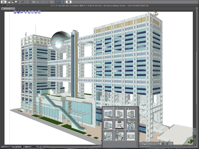 漫画背景用3D素材 「お台場のビル」(CLIP STUDIO用 3Dオブジェクト)