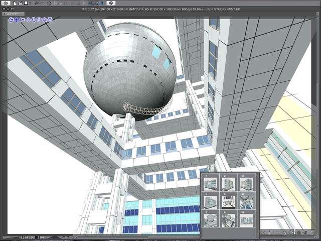 漫画背景用3D素材 「お台場のビル」(CLIP STUDIO用 3Dオブジェクト)