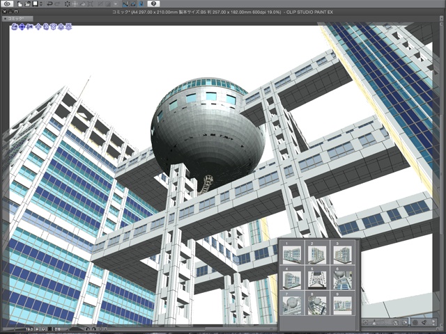 漫画背景用3D素材 「お台場のビル」(CLIP STUDIO用 3Dオブジェクト)