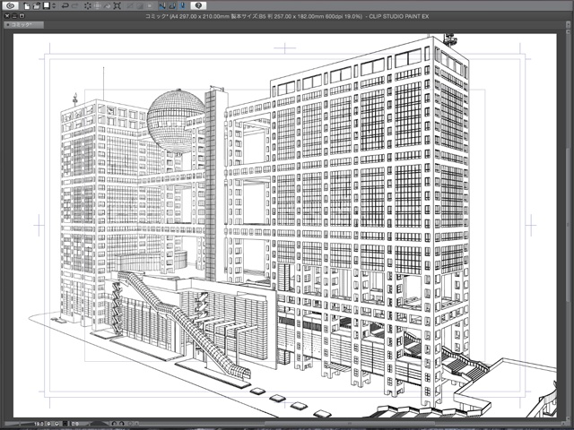漫画背景用3D素材 「お台場のビル」(CLIP STUDIO用 3Dオブジェクト)