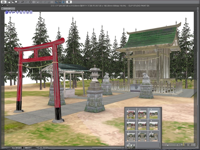 漫画背景用3D素材 「神社」(CLIP STUDIO用 3Dオブジェクト)