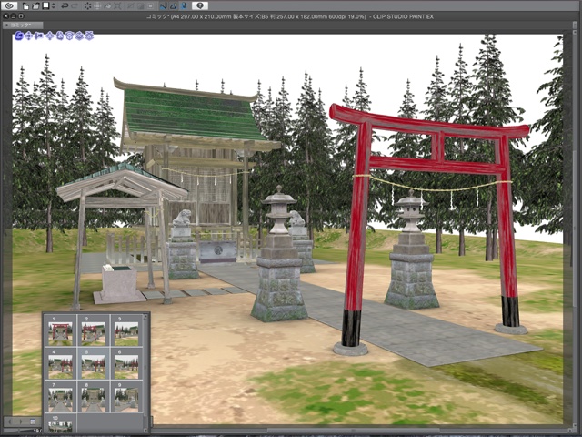 漫画背景用3D素材 「神社」(CLIP STUDIO用 3Dオブジェクト)