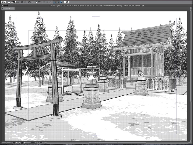 漫画背景用3D素材 「神社」(CLIP STUDIO用 3Dオブジェクト)